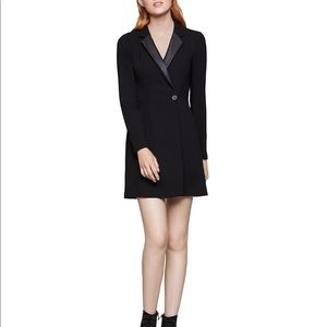 BCBG blazer dress with vegan leather collar